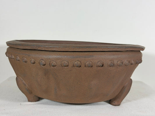Preowned Japanese Tokoname Unglazed Round Exhibit Quality Bonsai Pot Senshu - 11.75” By 5”