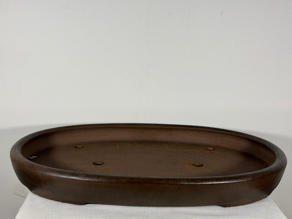 Preowned Japanese Tokoname Unglazed Shallow Oval Bonsai Pot Seizan - 20.5” x 14.75” x 2.25”