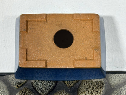Preowned Japanese Tokoname Glazed Rectangular Bonsai Pot - 3.25” By 2.25”