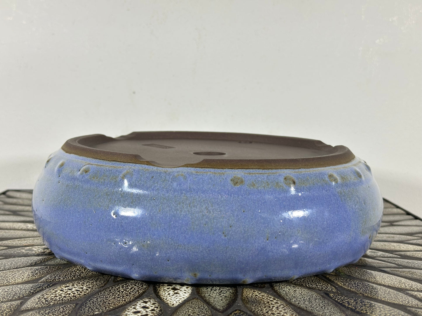 Preowned Japanese Tokoname Drum Style Bonsai Pot Yamaaki - 10” By 2 7/8”