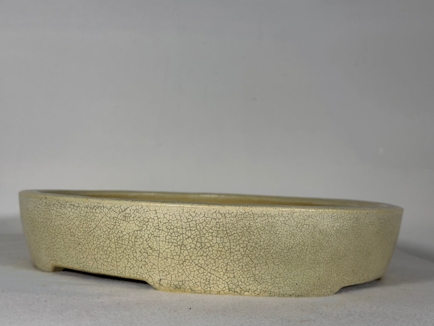 Preowned Japanese Tokoname Glazed Oval Bonsai Pot Mazan Terahata - 11.25” By 9.5”