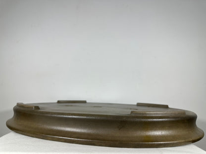 Preowned Japanese Tokoname Unglazed Oval Shallow Bonsai Pot Seizan - 23.25” By 17”