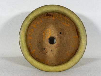 Preowned Japanese Tokoname Glazed Round Bonsai Pot Hatutori - 5.5” By 3.25”