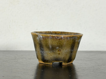 Preowned Vintage Japanese Tokoname Glazed Mokko Style Bonsai Pot Mutou - 1.75” By 1.5”
