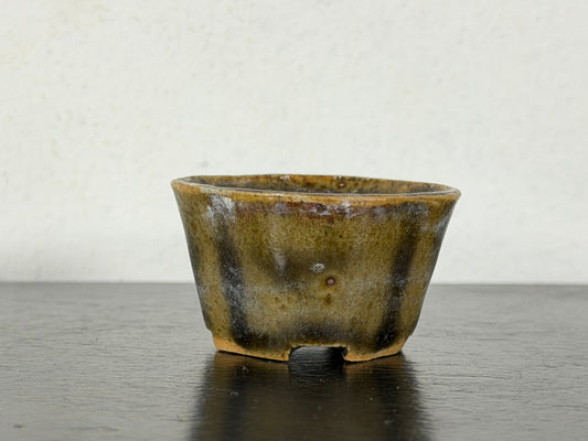 Preowned Vintage Japanese Tokoname Glazed Mokko Style Bonsai Pot Mutou - 1.75” By 1.5”