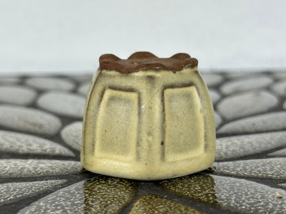 Preowned Japanese Tokoname Glazed Hexagon Bonsai Pot - 1 5/8” By 1.25”