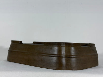 Preowned Japanese Tokoname Unglazed Rectangular Bonsai Pot Sykouzan - 14.25” By 11.25”