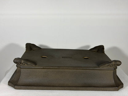 Preowned Japanese Tokoname Unglazed Rectangular Bonsai Pot Yamaaki - 13.75” By 10”