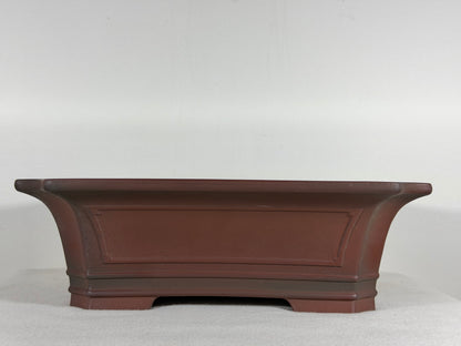 Preowned Japanese Tokoname Unglazed Rectangular Bonsai Pot Bigei - 12.25” By 9.5”