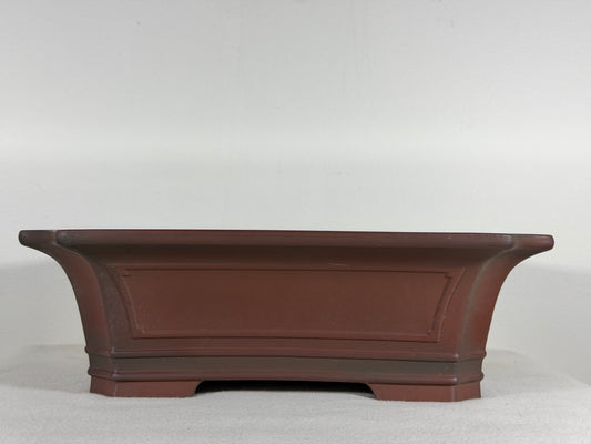 Preowned Japanese Tokoname Unglazed Rectangular Bonsai Pot Bigei - 12.25” By 9.5”