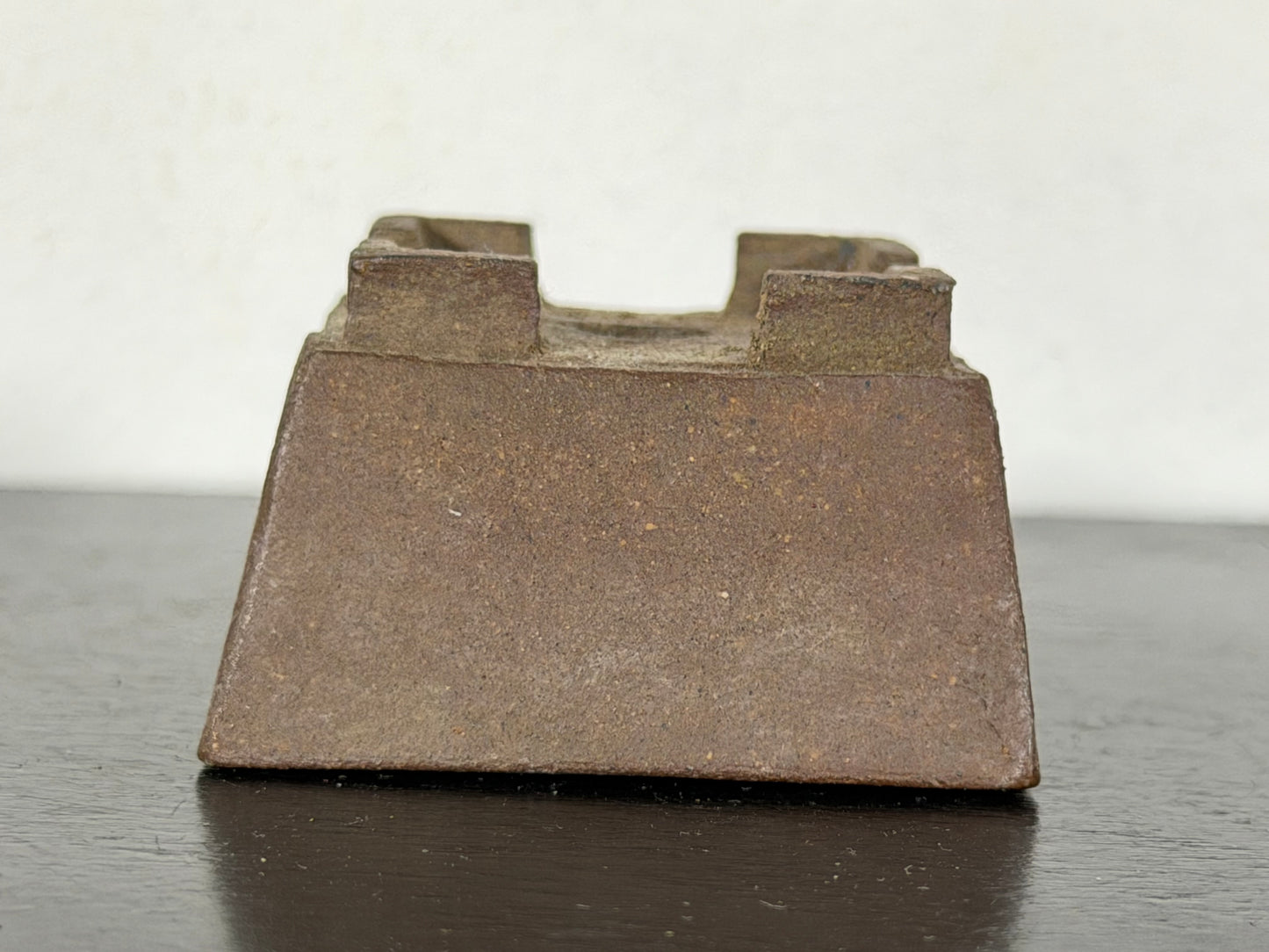 Preowned Japanese Tokoname Unglazed Square Bonsai Pot With Stamp - 1.75” By 1”