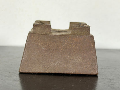 Preowned Japanese Tokoname Unglazed Square Bonsai Pot With Stamp - 1.75” By 1”