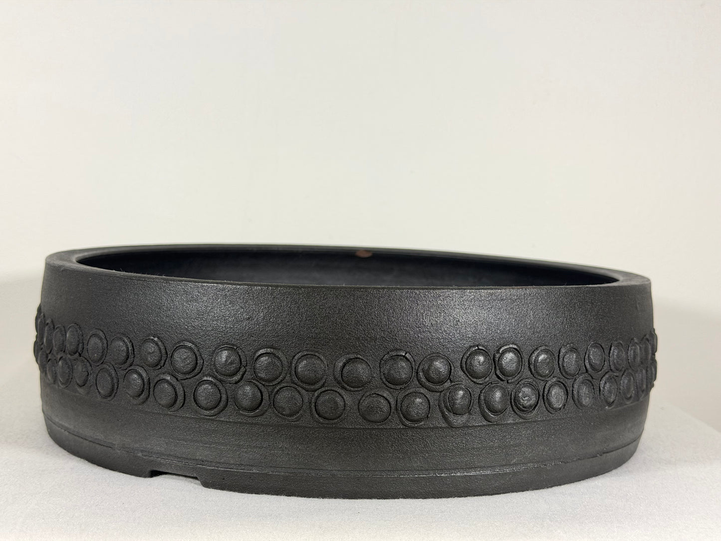 Preowned Japanese Tokoname Unglazed Drum Style Bonsai Pot Koyo - 12.5” By 3.5”