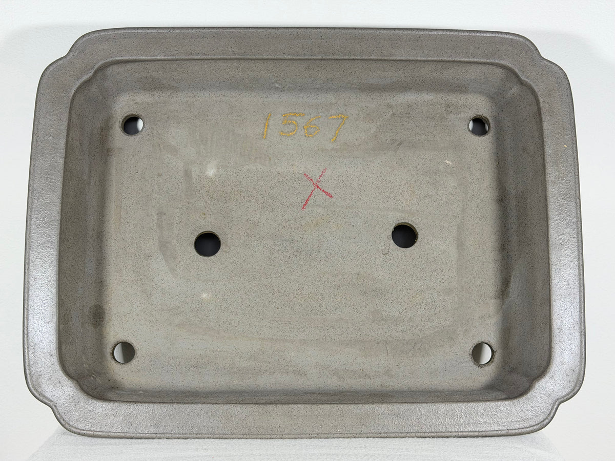 Preowned Japanese Tokoname Unglazed Rectangular Bonsai Pot Keizan - 19” x 14.25” x 4”
