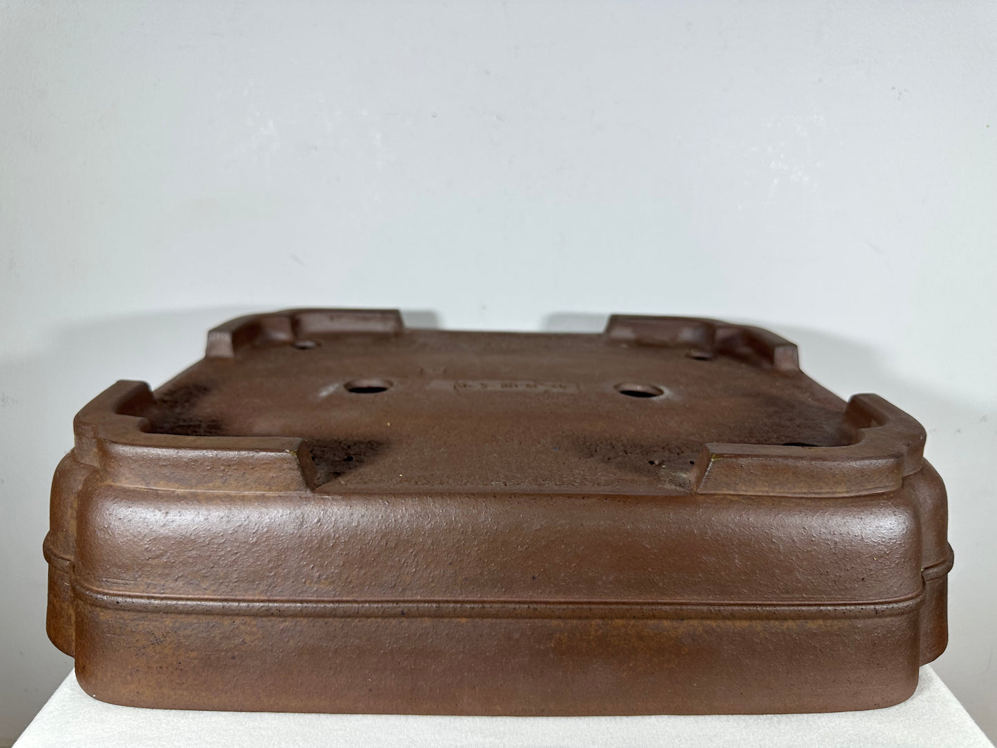 Preowned Japanese Tokoname Unglazed Rectangular Bonsai Pot Keizan - 18.5” By 14”
