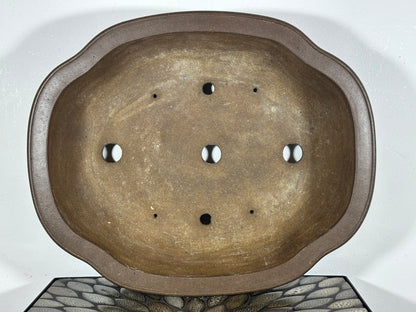 Preowned Japanese Tokoname Unglazed Mokko Style Bonsai Pot Yamaaki - 16.75” By 13 7/8”
