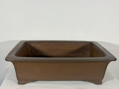 Preowned Japanese Tokoname Unglazed Rectangular Bonsai Pot Yuuji Nakano - 14.5” By 11.75”