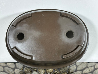 Preowned Japanese Tokoname Unglazed Oval Bonsai Pot - 10.75” By 7.75”