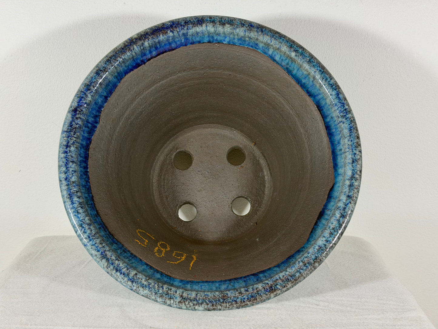 New Japanese Tokoname Glazed Round Bonsai Pot Syuhou Yoshimura - 11.75” By 6.25”