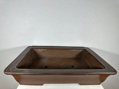 Preowned Japanese Tokoname Unglazed Rectangular Bonsai Pot Seizan - 20” By 15”