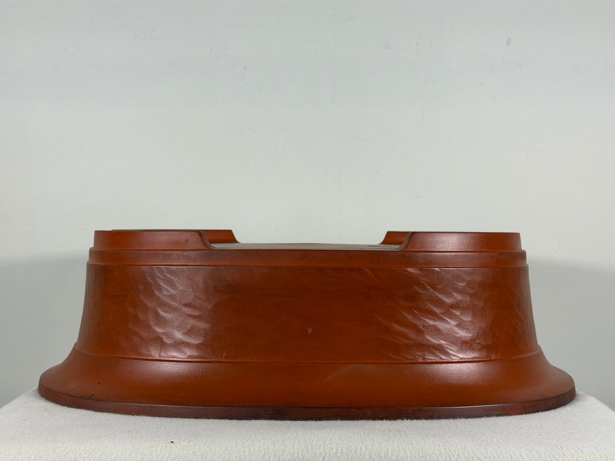 Preowned Japanese Tokoname Oval Bonsai Pot Has Stamps - 16.5” x 12.75” x 4.75”