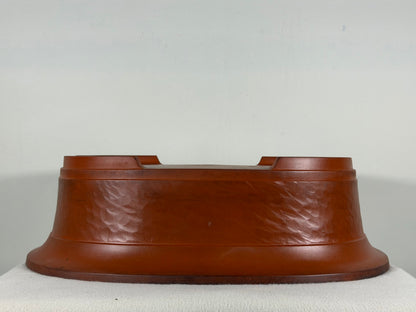Preowned Japanese Tokoname Oval Bonsai Pot Has Stamps - 16.5” x 12.75” x 4.75”
