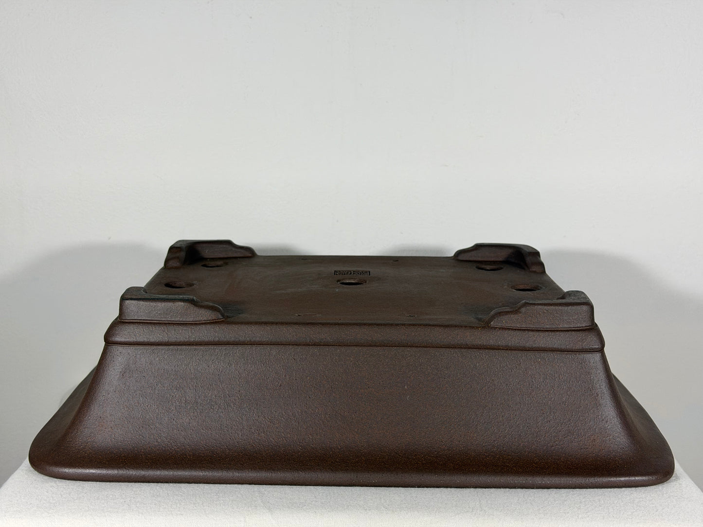 Preowned Japanese Tokoname Unglazed Rectangular Bonsai Pot Yuuji Nakano - 16.5” By 13.5”