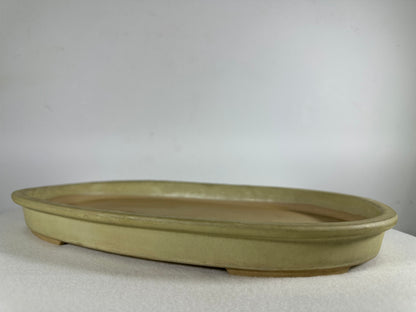 Preowned Japanese Glazed Oval Shallow Bonsai Pot - 13.25” By 8.5”