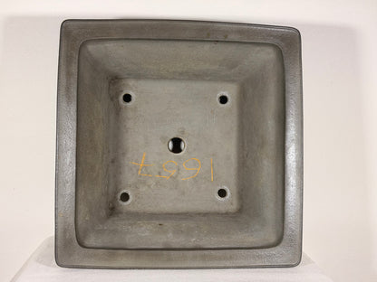 Preowned Japanese Tokoname Unglazed Square Cascade Bonsai Pot Hekisui - 14.25” x 14” x 6.25”