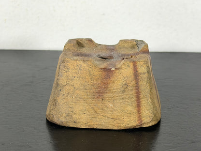 Preowned Japanese Tokoname Unglazed Square Bonsai Pot With Stamp - 2” By 1 1/8”