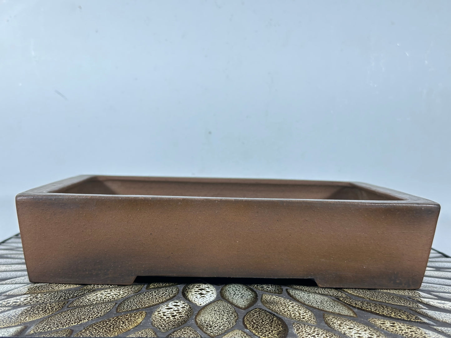 Preowned Japanese Tokoname Unglazed Rectangular Bonsai Pot Syouzan - 11.25” By 9”