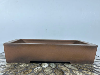 Preowned Japanese Tokoname Unglazed Rectangular Bonsai Pot Syouzan - 11.25” By 9”