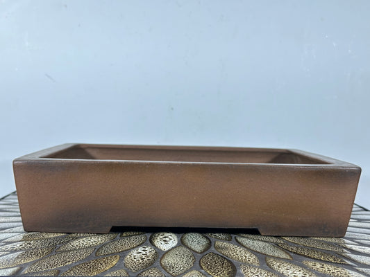 Preowned Japanese Tokoname Unglazed Rectangular Bonsai Pot Syouzan - 11.25” By 9”