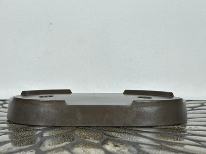 Preowned Japanese Tokoname Unglazed Oval Bonsai Pot - 7.25” By 4 3/8”