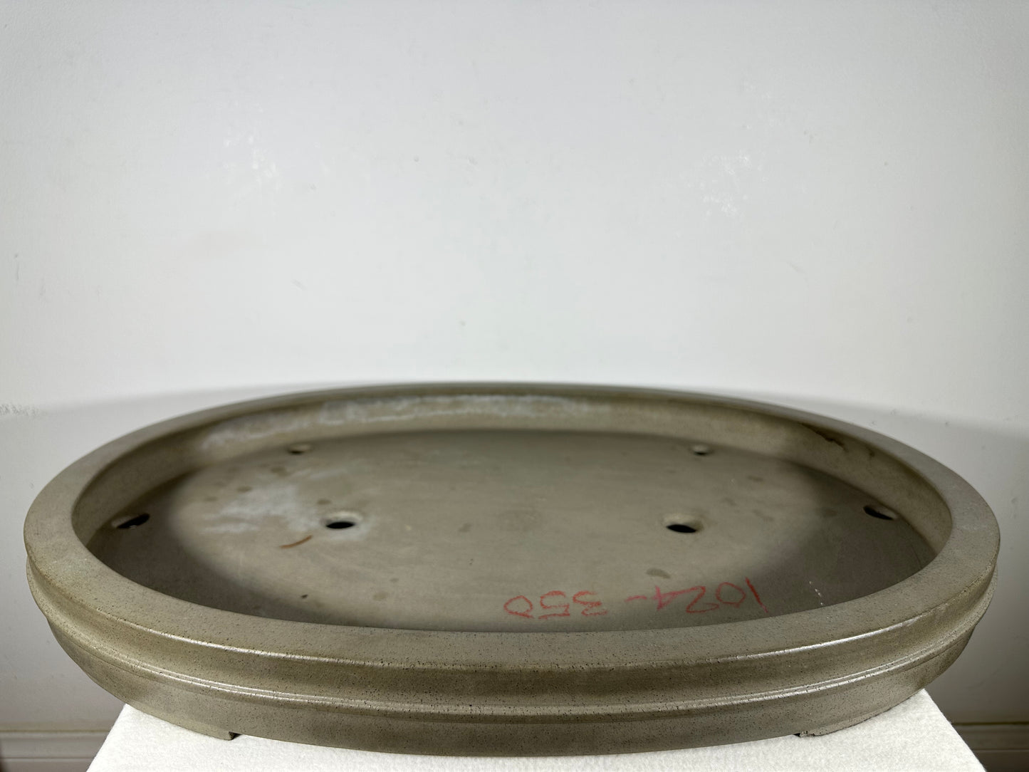 Preowned Japanese Tokoname Unglazed Oval Shallow Bonsai Pot Seizan - 24.25” By 17.25”