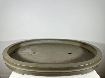 Preowned Japanese Tokoname Unglazed Oval Shallow Bonsai Pot Seizan - 24.25” By 17.25”