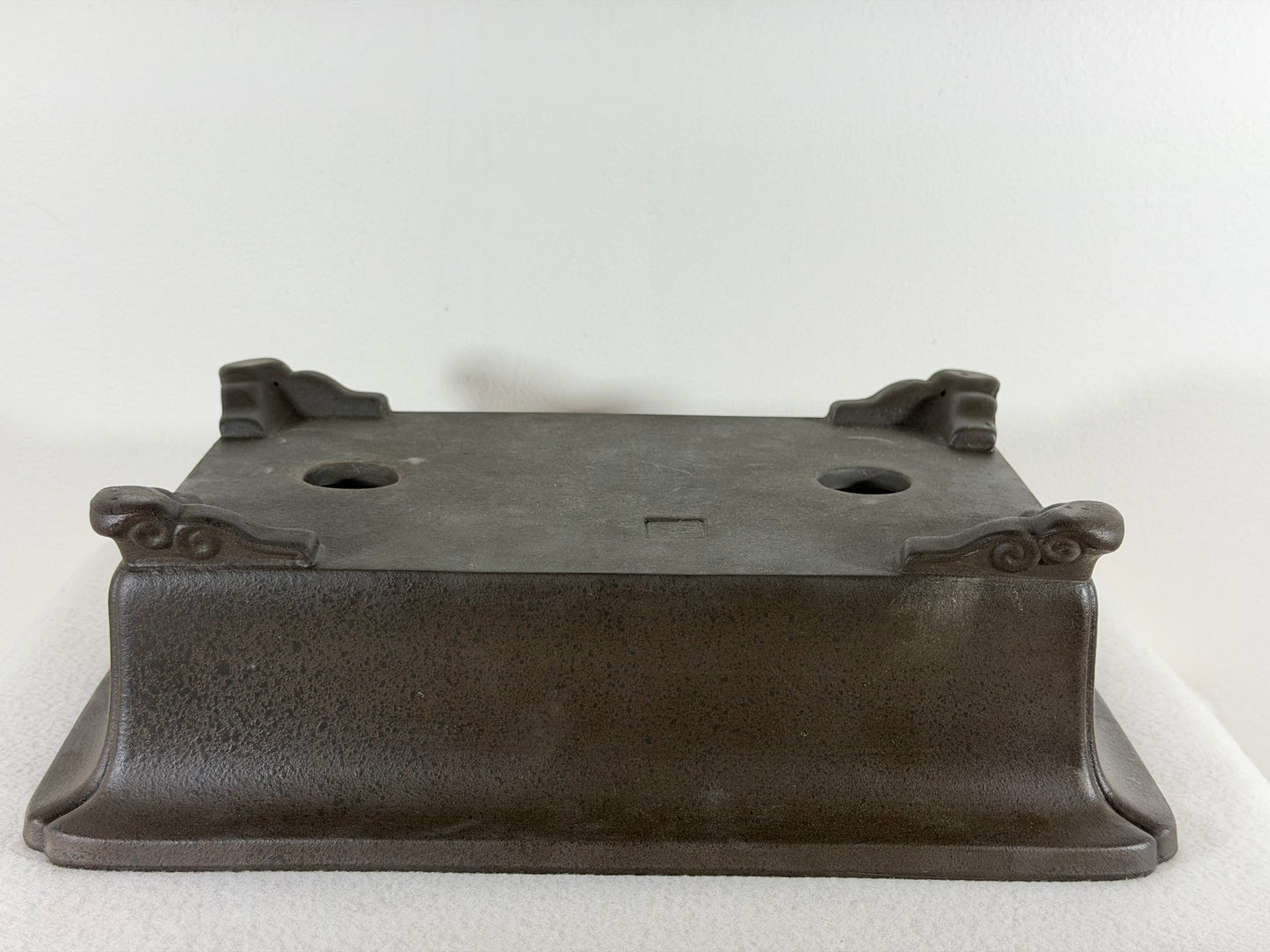 Preowned Japanese Tokoname Rectangular Unglazed Bonsai Pot Sanyou - 13.25” By 9.5”