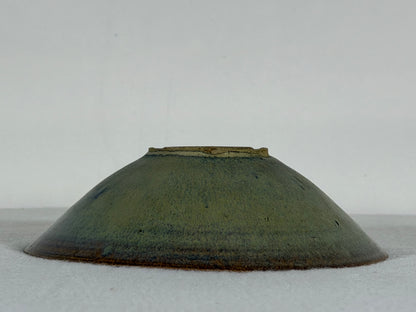 Preowned Japanese Tokoname Glazed Round Bonsai Pot has Stamp - 5.75” By 1 5/8”