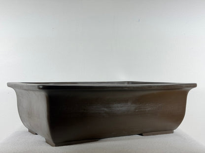 Preowned Japanese Tokoname Unglazed Rectangular Bonsai Pot Yamaaki - 15.5” By 11”