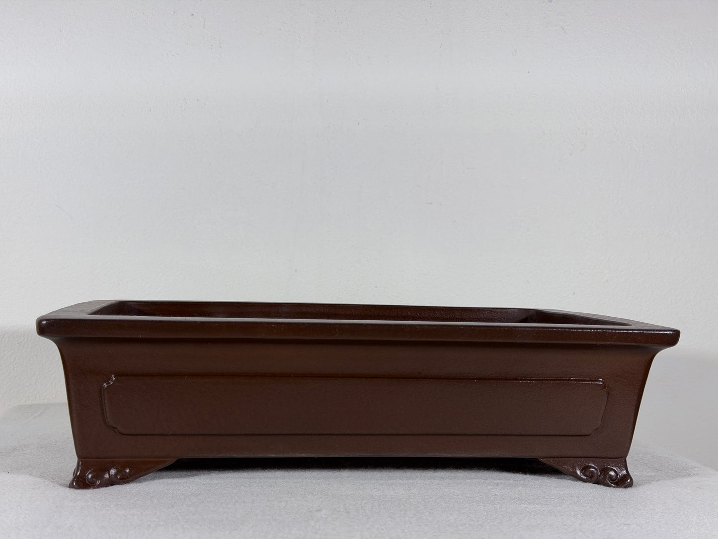 Preowned Japanese Tokoname Unglazed Rectangular Bonsai Pot Yamaaki - 12.25” By 8”