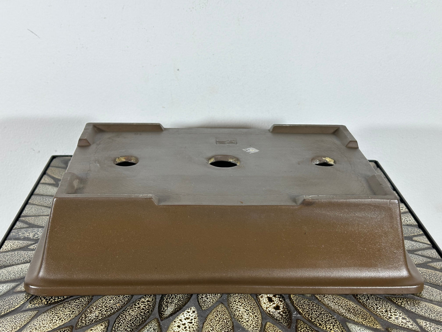 Preowned Japanese Tokoname Unglazed Rectangular Bonsai Pot Sankyou - 3 1/8” By 9 3/8”
