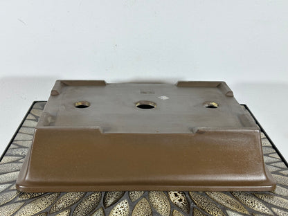 Preowned Japanese Tokoname Unglazed Rectangular Bonsai Pot Sankyou - 3 1/8” By 9 3/8”