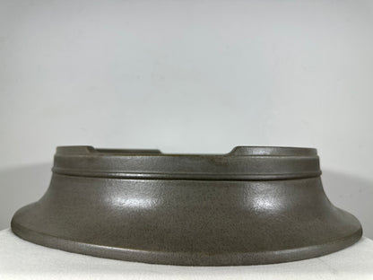 Preowned Japanese Tokoname Unglazed Oval Bonsai Pot Seizan - 19” By 16”