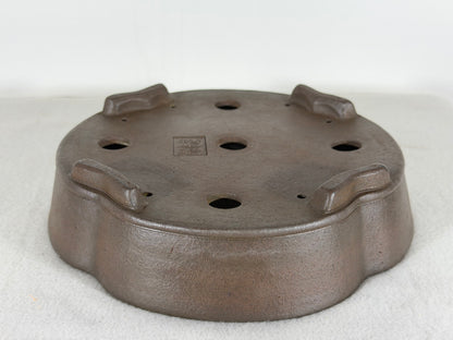 Preowned Japanese Tokoname Unglazed Mokko Shape Bonsai Pot Yuuji Nakano - 8.5” By 2 1/8”