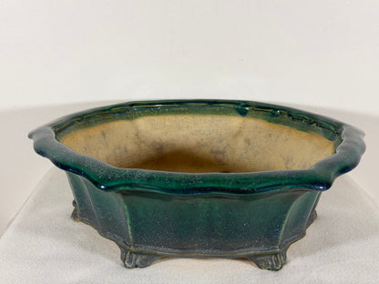 Preowned Japanese Tokoname Glazed Rinka Style Bonsai Pot Syuhou Yoshimura - 14.5” By 13.5”
