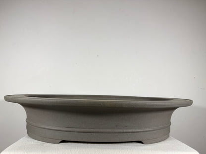 New Japanese Tokoname Unglazed Oval Bonsai Pot Kisen - 23” By 19”