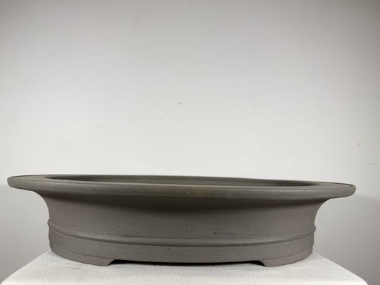 New Japanese Tokoname Unglazed Oval Bonsai Pot Kisen - 23” By 19”