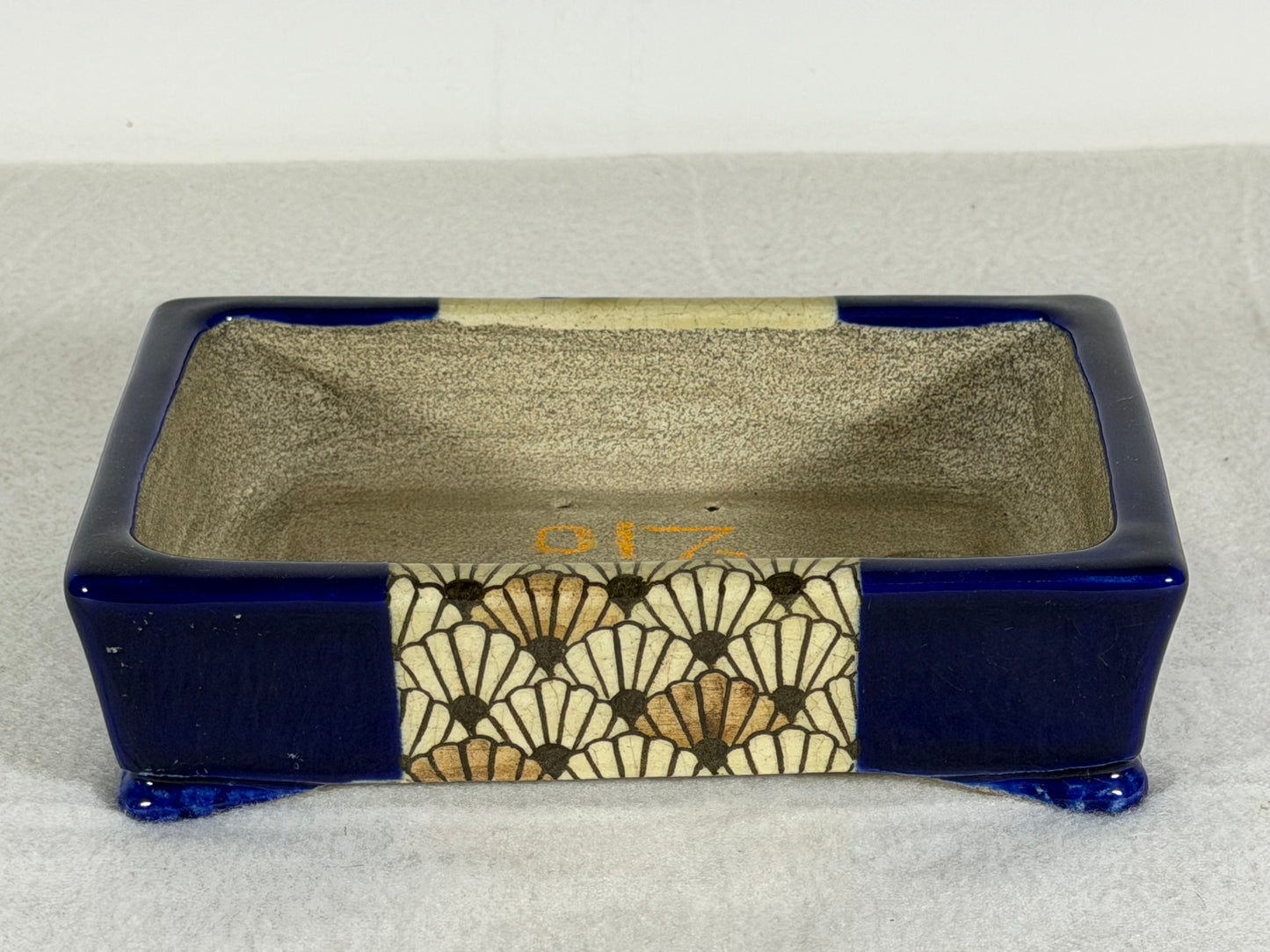 Preowned Japanese Tokoname Glazed Rectangular Bonsai Pot Satomi - 6.25” By 4.5”