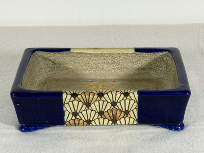 Preowned Japanese Tokoname Glazed Rectangular Bonsai Pot Satomi - 6.25” By 4.5”