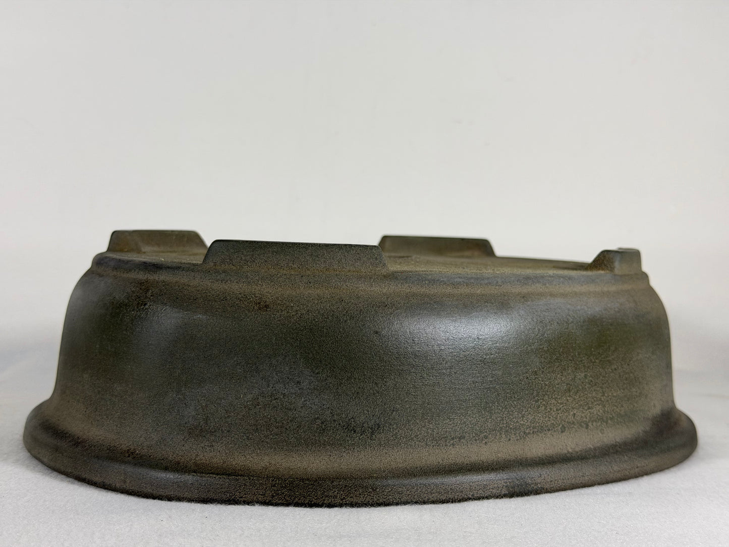 Preowned Japanese Tokoname Unglazed Oval Bonsai Pot Yamakou - 11.5” By 9”